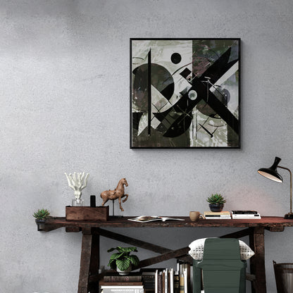 BW39 "GEOMETRY" + 1M X 1M + HAND MADE WOODEN BLACK FRAME (5CM X 1.8CM)