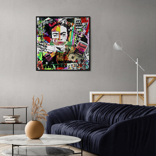 STR25 "FRIDA" + 1M X 1M + HAND MADE WOODEN BLACK FRAME (5CM X 1.8CM)