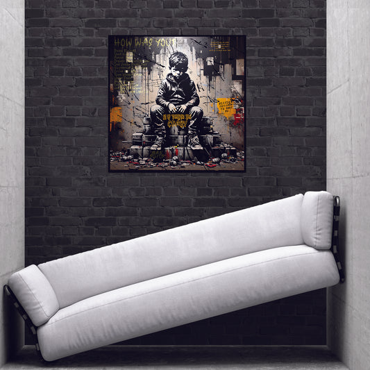 STR42 "CHAOS" + 1M X 1M + HAND MADE WOODEN BLACK FRAME (5CM X 1.8CM)