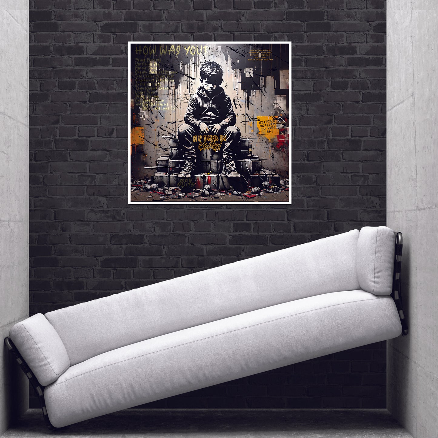 STR42 "CHAOS" + 1M X 1M + HAND MADE WOODEN BLACK FRAME (5CM X 1.8CM)